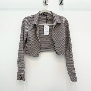 NWT Zara Cropped Houndstooth Top